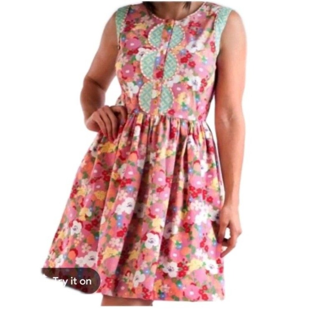 NWT Matilda Jane Dress Womens Size S Leah  Parade Pink Floral Fit Flare